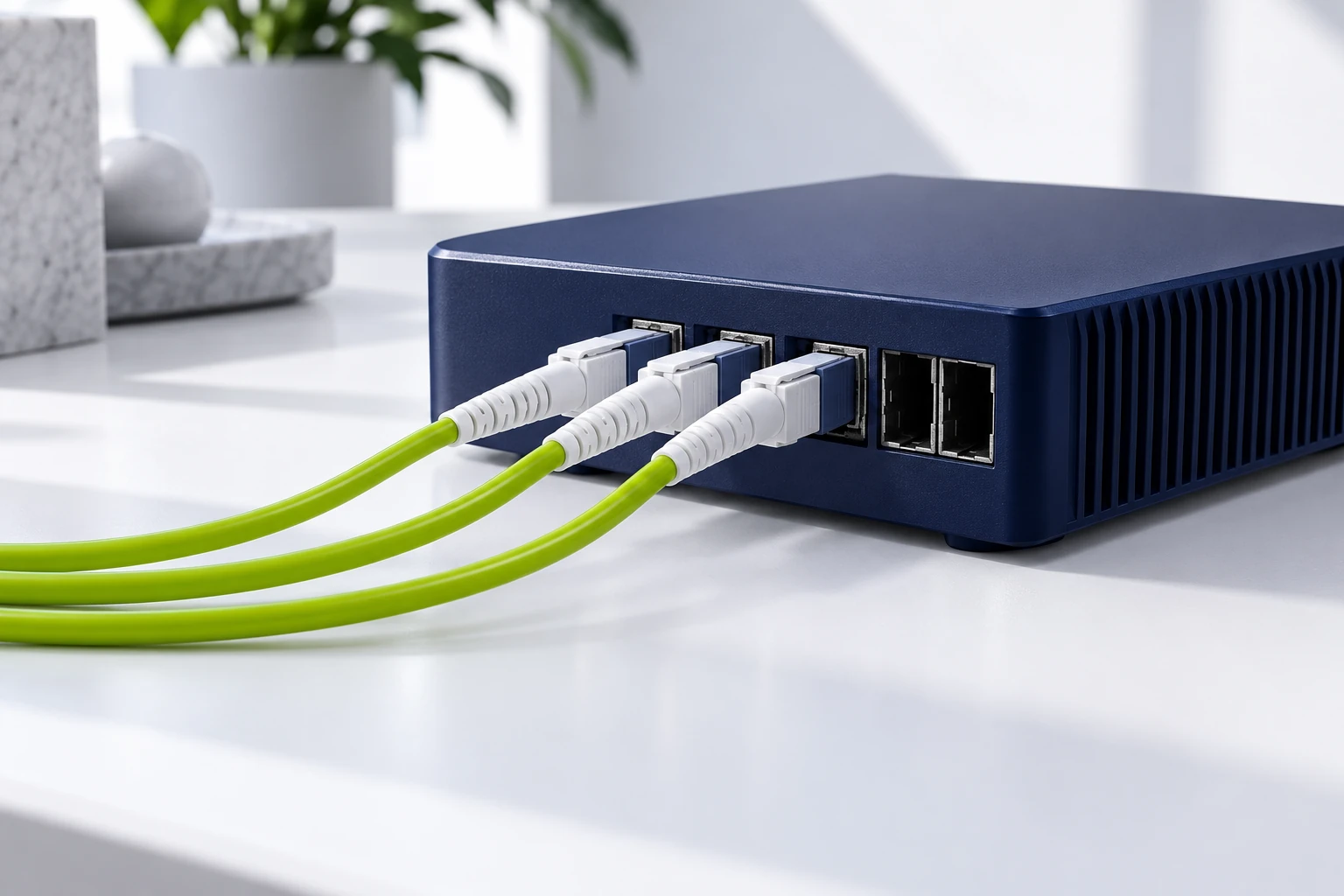 Conceptual unbranded access equipment and network cable connections